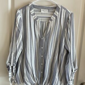 Emelia Women's Long Sleeve Striped Top - Blue and White